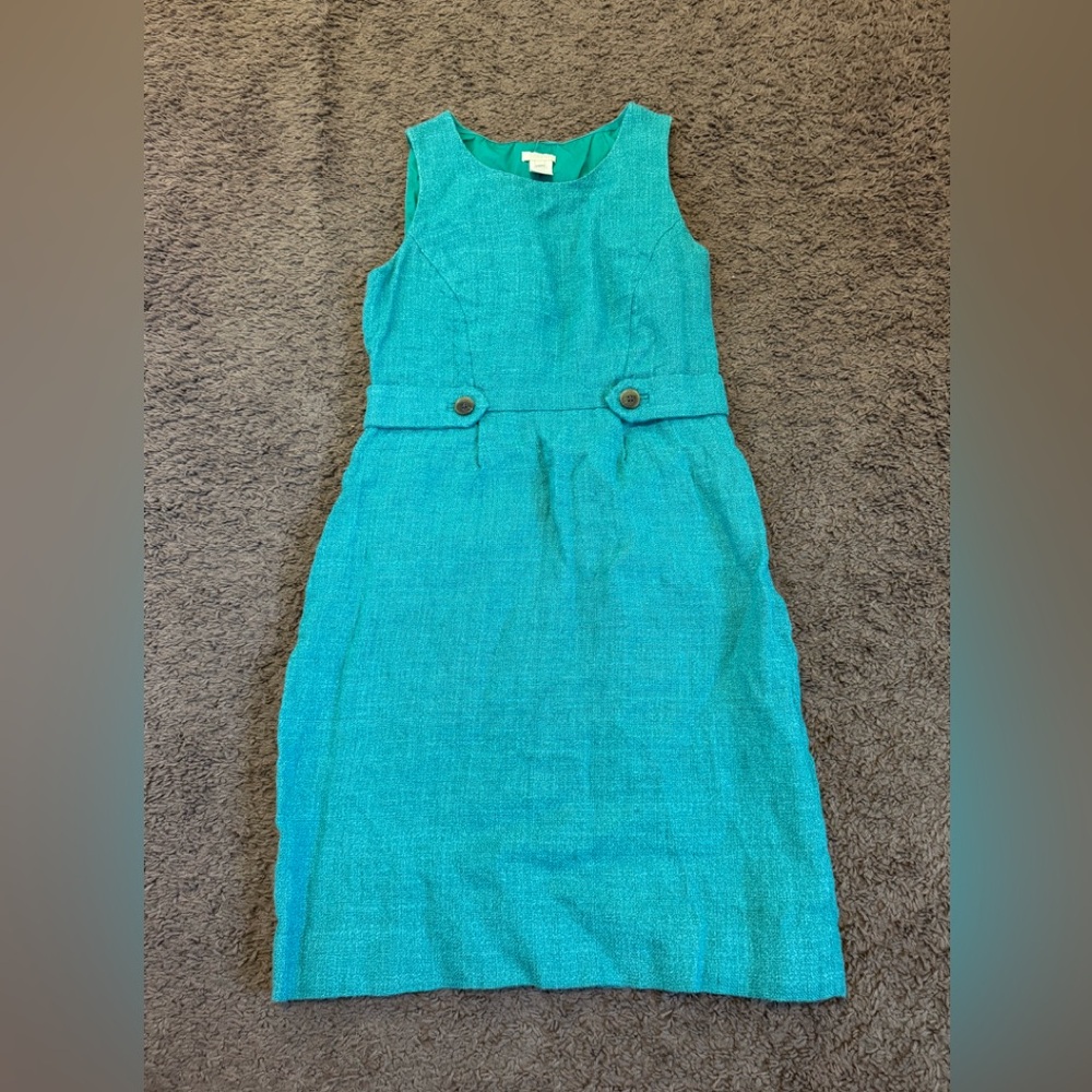 J.Crew Jade JUTE & LINEN Art-to-Wear Natural Woven Attache Sheath Dress 2 $158 - Picture 3 of 9